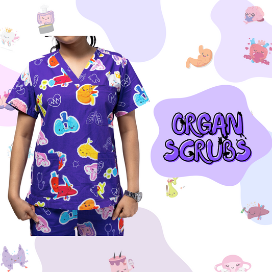 Purple Organ Scrub Top