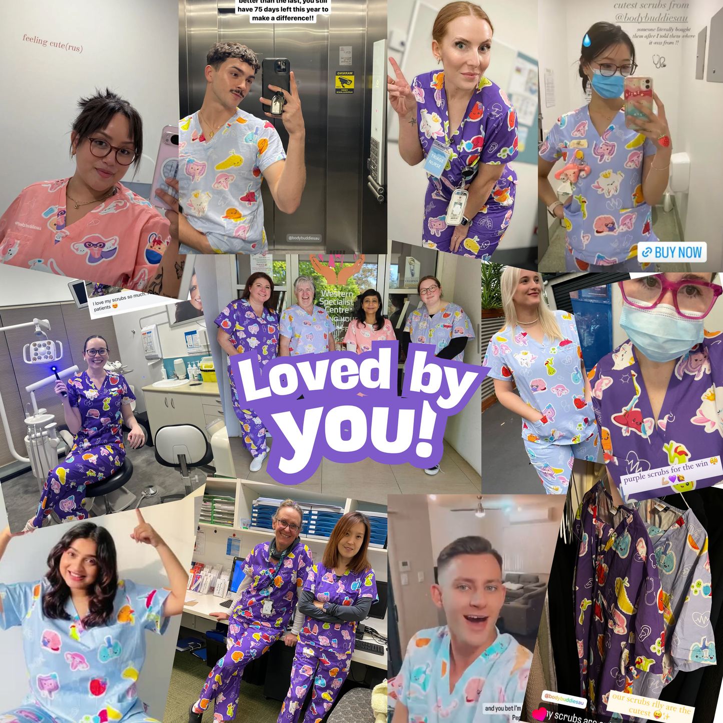 Purple Organ Scrub Top