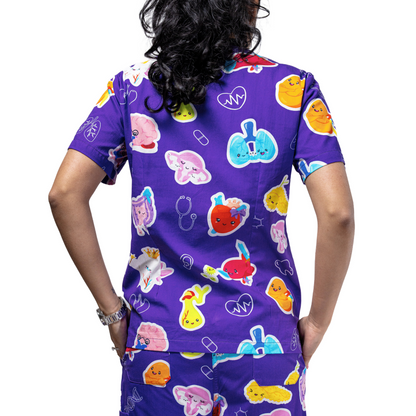 Purple Organ Scrub Top