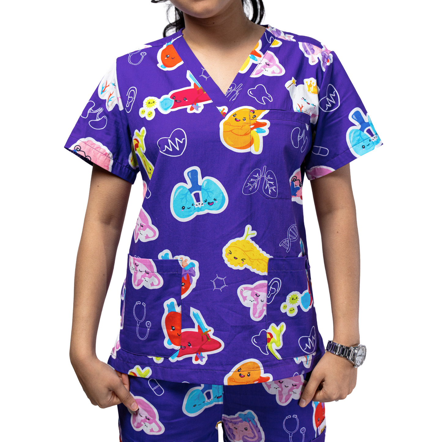 Purple Organ Scrub Top