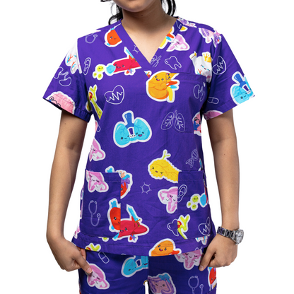 Purple Organ Scrub Top