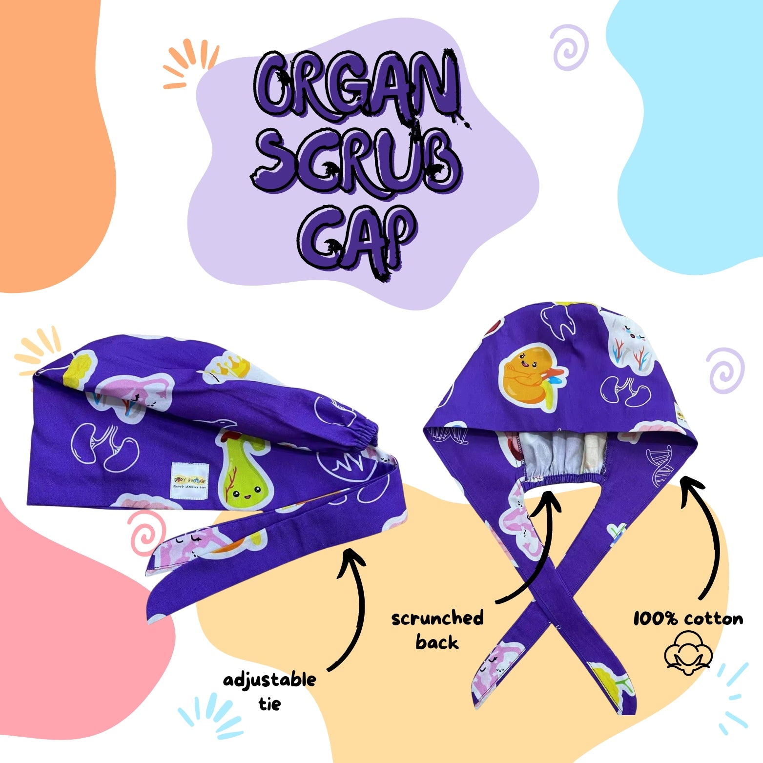 Purple Organ Scrub Cap