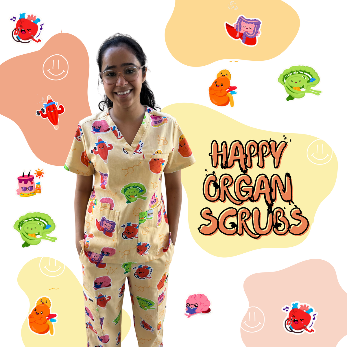 V2 Happy Organ Scrub Top