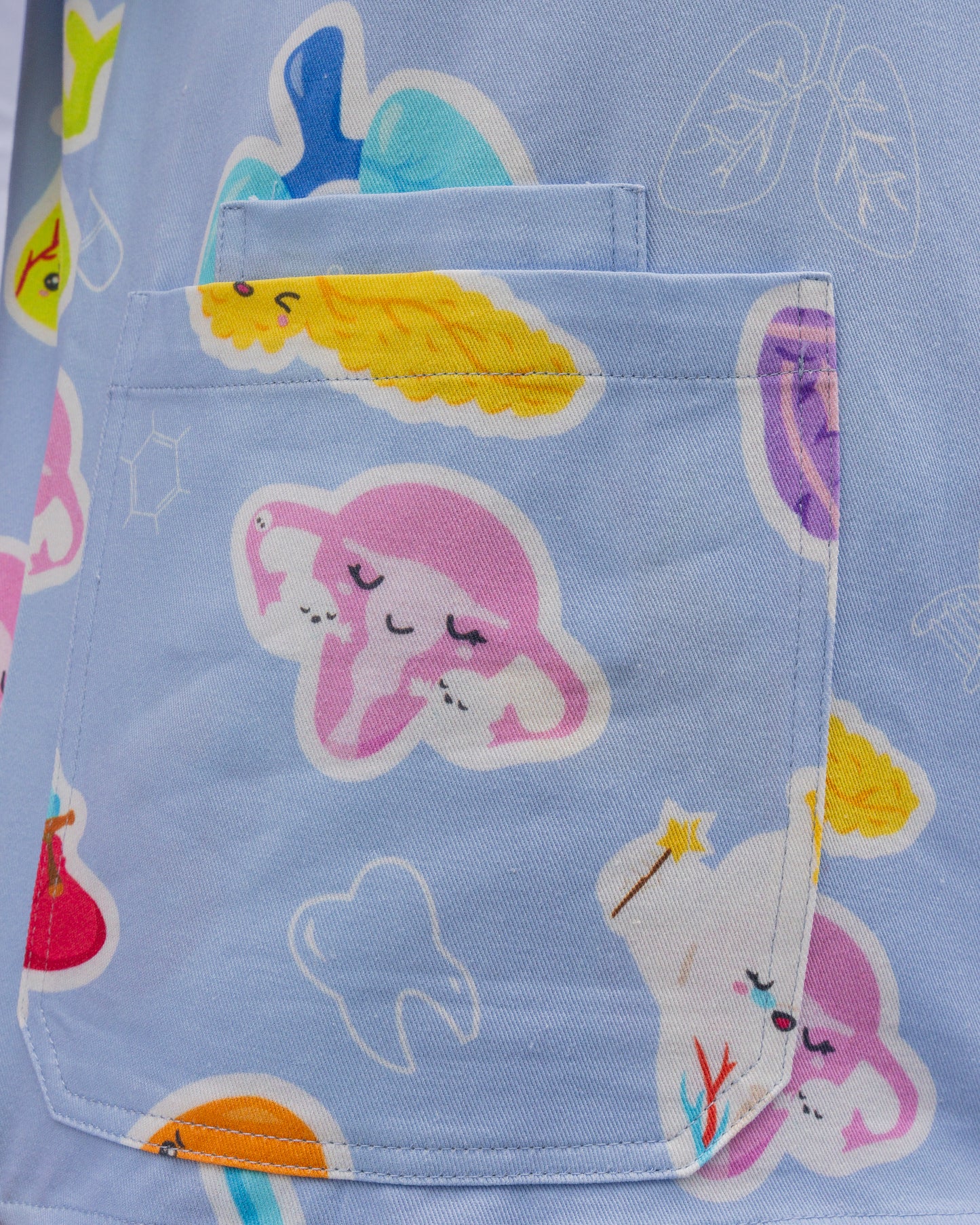 V2 Signature Blue Organ Scrub Top