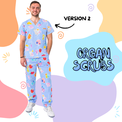 V2 Signature Blue Organ Scrub Set
