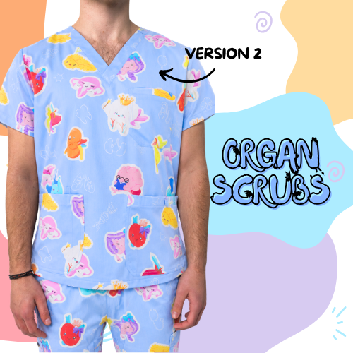 V2 Signature Blue Organ Scrub Top