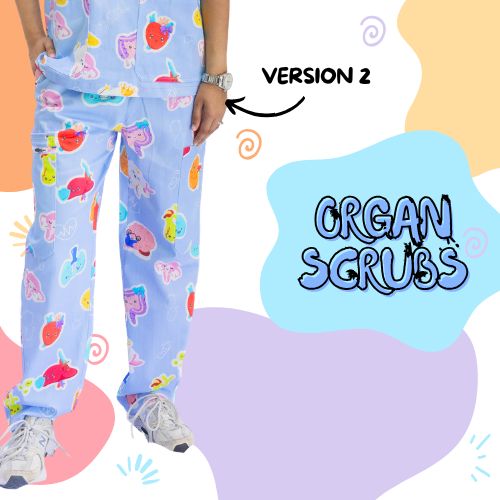 V2 Signature Blue Organ Scrub Pants