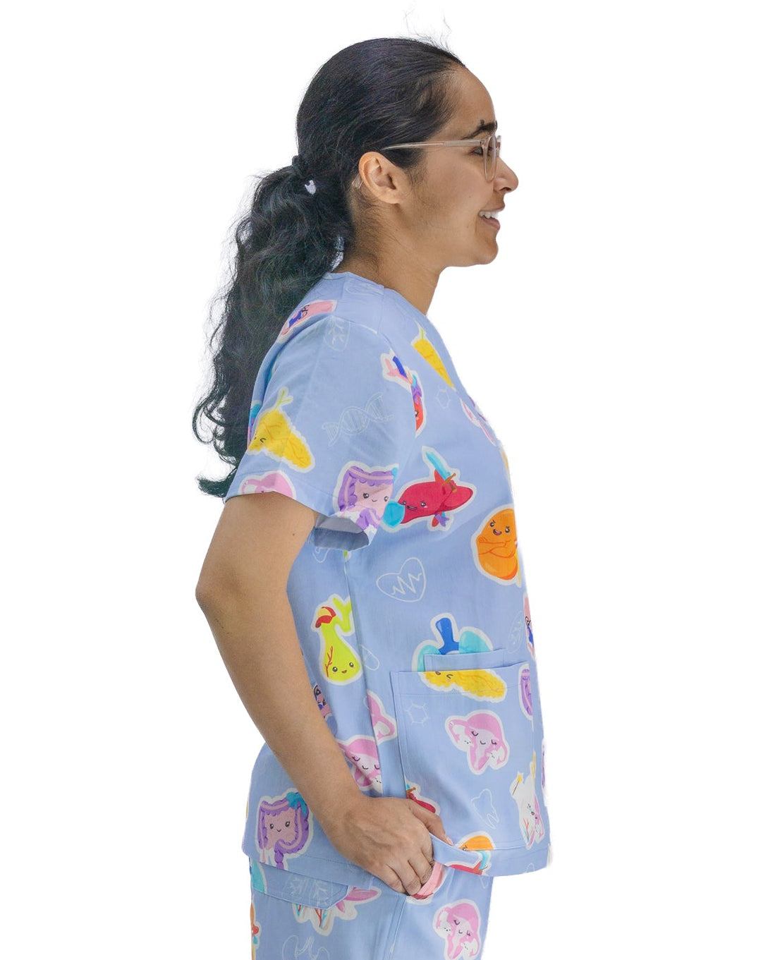 V2 Signature Blue Organ Scrub Top