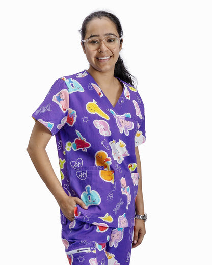V2 Purple Organ Scrub Top