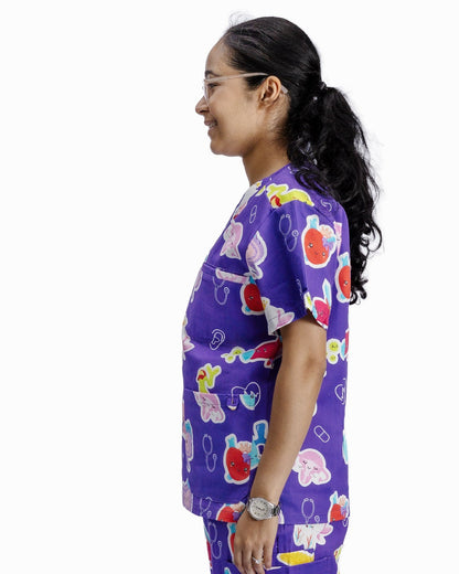 V2 Purple Organ Scrub Top